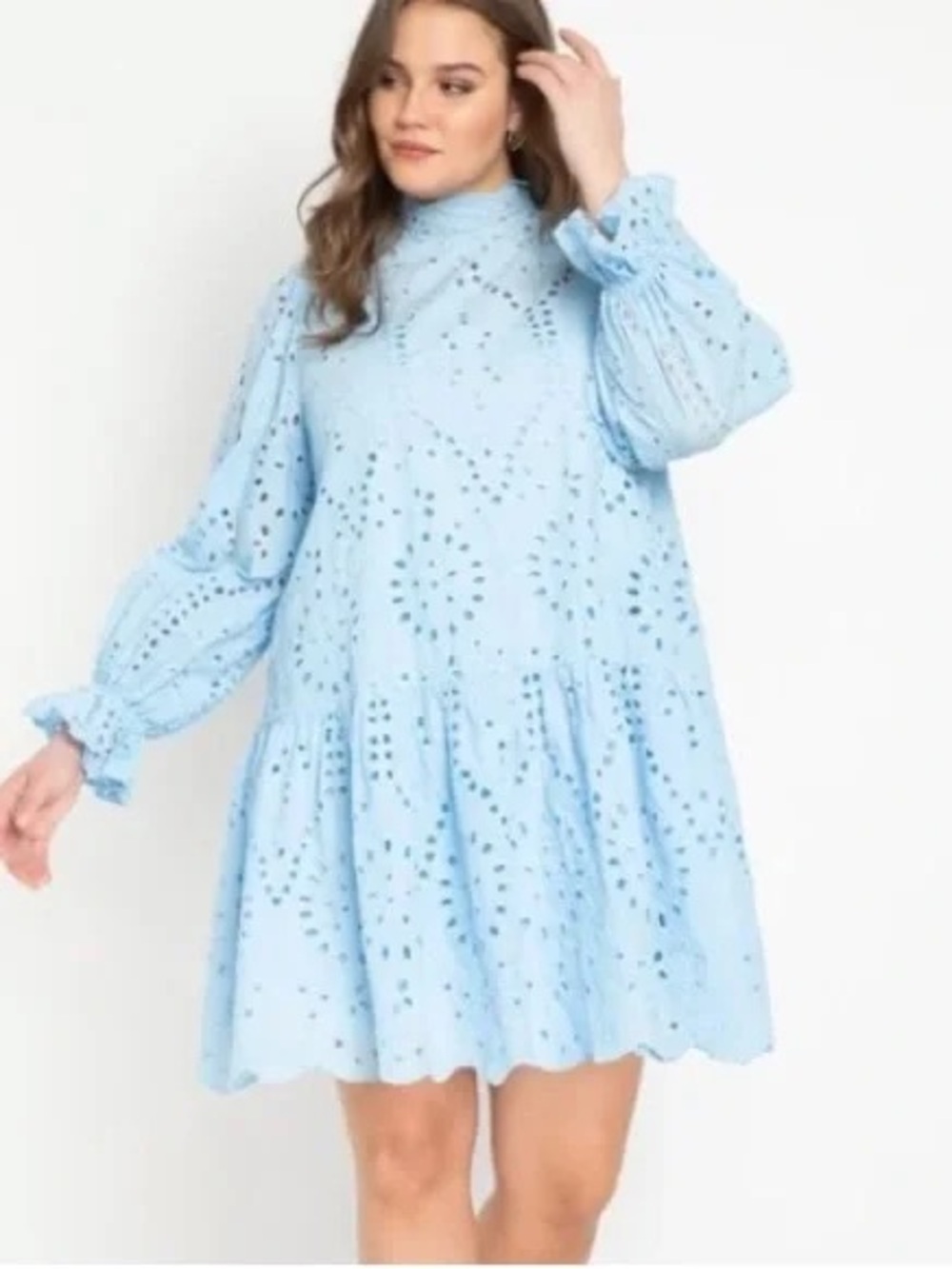 🆕 Eloquii Baby Blue Cotton Eyelet Dress Size 16